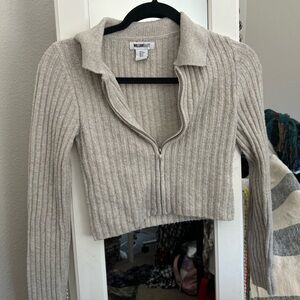 Cream Zip Up Sweater